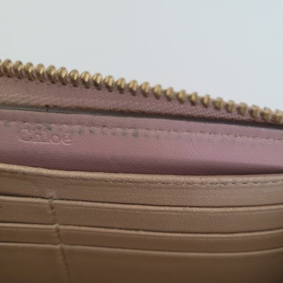 Chloe Georgia Leather Long Envelope Zip Around Wallet Purse Light Pink Clutch - Picture 8 of 11